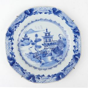 China antique Porcelain Blue and white Hand-painted Landscape plate