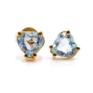 Aquamarine & 18ct Gold Stud Earrings (Missing Butterfly Back ...