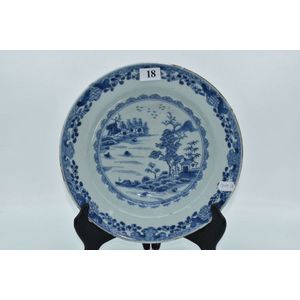 Chinese Blue and White Porcelain Hand-Painted Flowers Plate w Qianlong Mark
