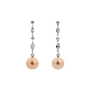 Diamond and Pearl Earrings with South Sea Pearls - Earrings - Jewellery