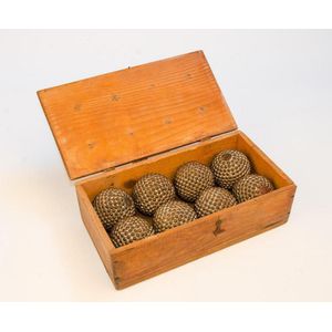 Boules Cloutees: Set of 8 boxwood balls studded with nails, for…