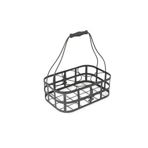 A French provincial metal wine bottle holder, 31 cm high