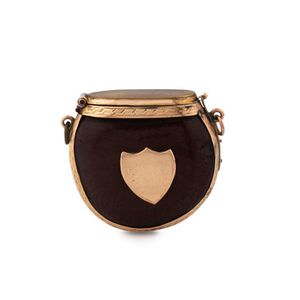 An antique burra nut vesta with gold plated mounts, 19th…