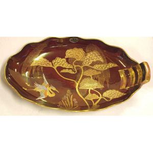 Handpainted Carlton Ware Rouge Royale bowl, approx 30.5 by 18 cm