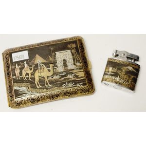 Japanese Komai damascene cigarette case & lighter the cigarette…