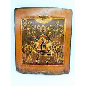 Religious icon, 19th century Orthodox hand painted icon on…