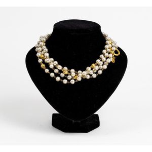 chanel silver pearl necklace vintage