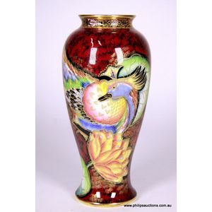 A Carlton Ware 'Crested Bird with Waterlily' vase, circa&hellip;