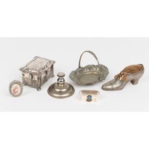A small collection of silver plate and white metal, comprising…