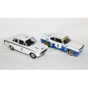 A Minichamps Ford Capri, and an Autoart lotus Cortina