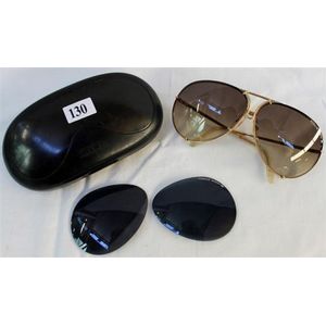 Gold Carrera Porsche Aviator Sunglasses with Interchangeable Lenses ...