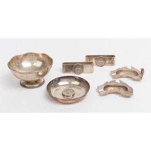 Four Australian sterling silver dishes and a pair of napkin…