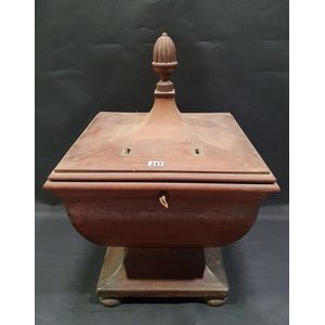 A 19th century mahogany cellarette, square shaped, raised on&hellip;