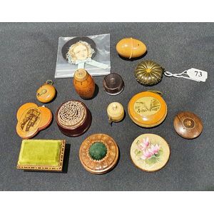 A group of 19th century sewing tools, including a miniature…