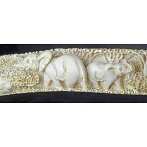 A carved African ivory tusk c.1940's signed Philemon Musoni…