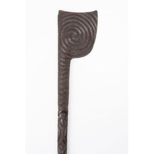 A 19th century Maori carved tewhatewha. Extensive haehae and…