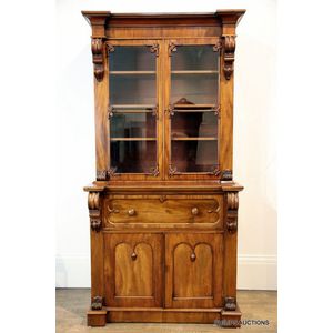 A fine William IV mahogany secretaire bookcase, circa 1820-30s,&hellip;