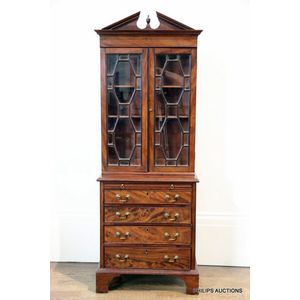A Sheraton Revival mahogany apprentice piece bookcase, early…