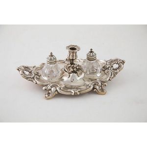 Victorian small sterling silver desk stand two handled…