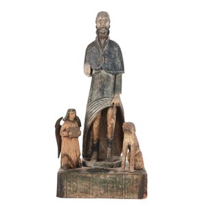 Santos figure of Saint Roch. Carved and hand painted wood…