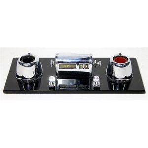 A Ranleigh vintage chrome desk set, on vitrolite base, 280 x 13…