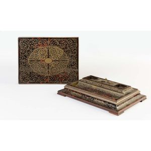 A Napoleon III boulle desk set and writing slope, French, 19th…