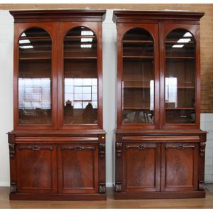 A rare pair of Victorian mahogany two door library bookcases&hellip;