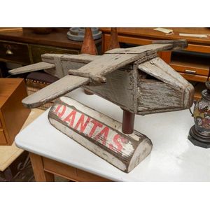 A vintage hand made childrens aeroplane, timber, hand painted,…