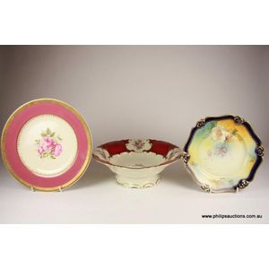 A group of two porcelain plates and a bowl, circa 1900 to mid…