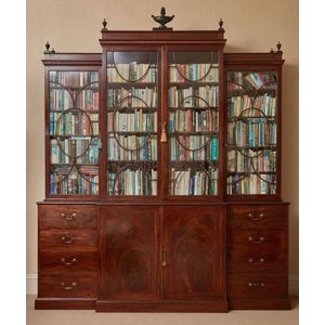 A very fine inlaid and carved Neo-Classical mahogany breakfront&hellip;