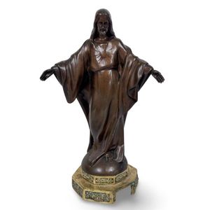 Paul Edmund Graf (1856-1903) statue of Jesus. Cast bronze with…