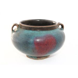 Chinese Junyao Pottery Bowl with Lavender Splash on Turquoise Ground