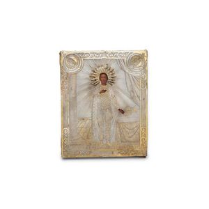 An Orthodox icon of Alexander Nevsky in chased and engraved…