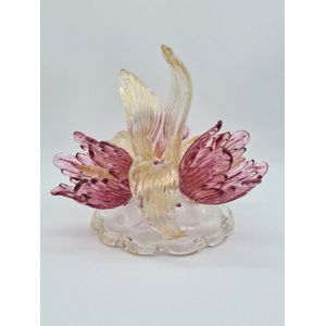 Murano Salviati, glass floral centrepiece with three canberry…