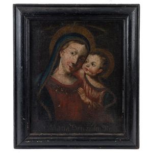 An antique religious icon 'Our Lady of Counsel', oil on canvas,…