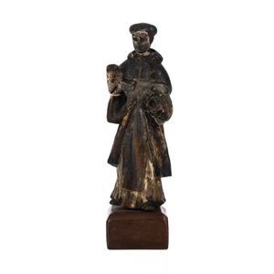 Carved timber antique Santos figure of a saint, height inc.…