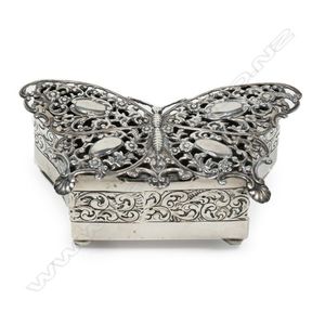 An uncommon early 20th century silver butterfly form trinket /…