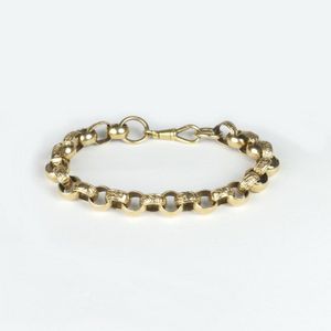 A 9ct. gold bracelet, belcher links, alternating plain with…