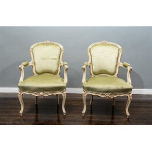 Antique Pair of Louis XV Revival Giltwood Armchairs 19 C : AnticSwiss