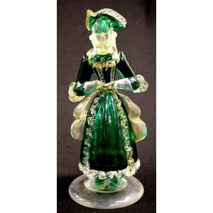 Murano glass standing woman figure woman in green robe with…