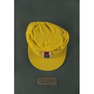 Doug Walter's World Series Cricket Cap, 1978, yellow wool with…