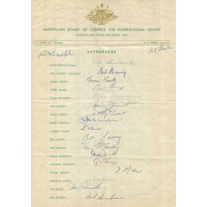 Australia in England 1961: An official Australian team sheet&hellip;