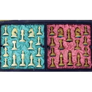 Ivory carved chess set in box set in a box with two…