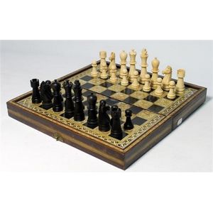 Vintage ivory & ebony chess set in mother of pearl inlaid case,…