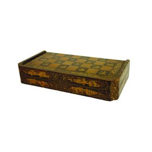 A 19th century Chinese black lacquered and gilded games box,…