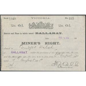 Women On the Goldfields: Miner's Rights - Ballarat, dated…