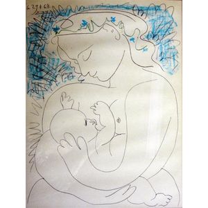 After Picasso, mother and child 1963, colour lithograph, signed…