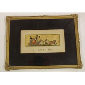 Victorian woven silk picture 'The Good Old Days', by…