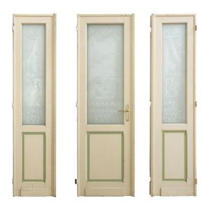 A set of three etched glass doors, French, late 19th century,…