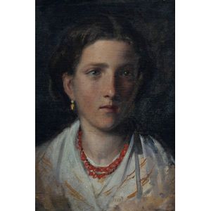 Mid 19th century, artist unknown, portrait of a young lady with…
